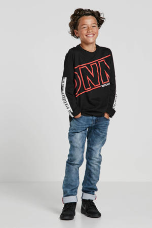 longsleeve Sjoerd met printopdruk zwart
