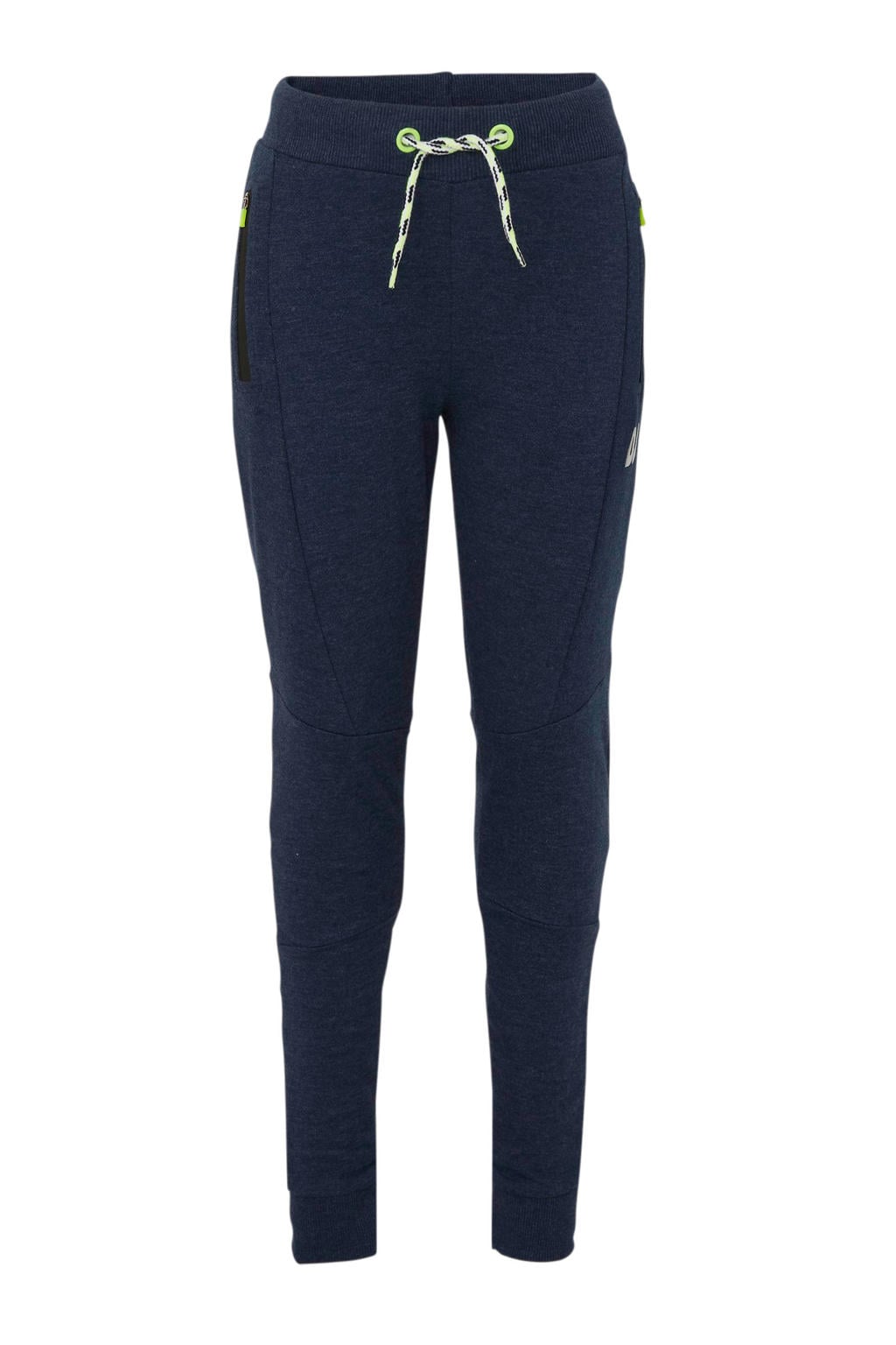 Zwarte jongens DJ Dutchjeans regular fit joggingbroek melange van sweat materiaal met elastische tailleband met koord