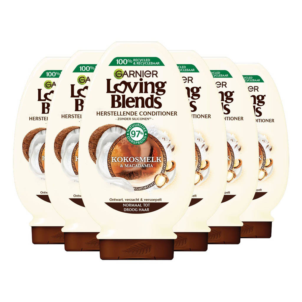 Garnier Loving Blends Kokosmelk en Macadamia conditioner - 6 x 250 ml - voordeelverpakking