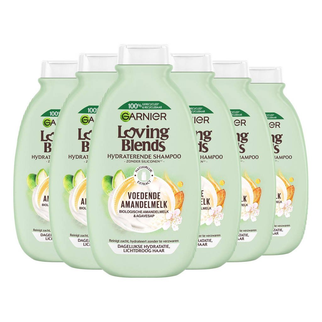 Garnier Loving Blends Voedende Amendelmelk shampoo - 6 x 300 ml - voordeelverpakking