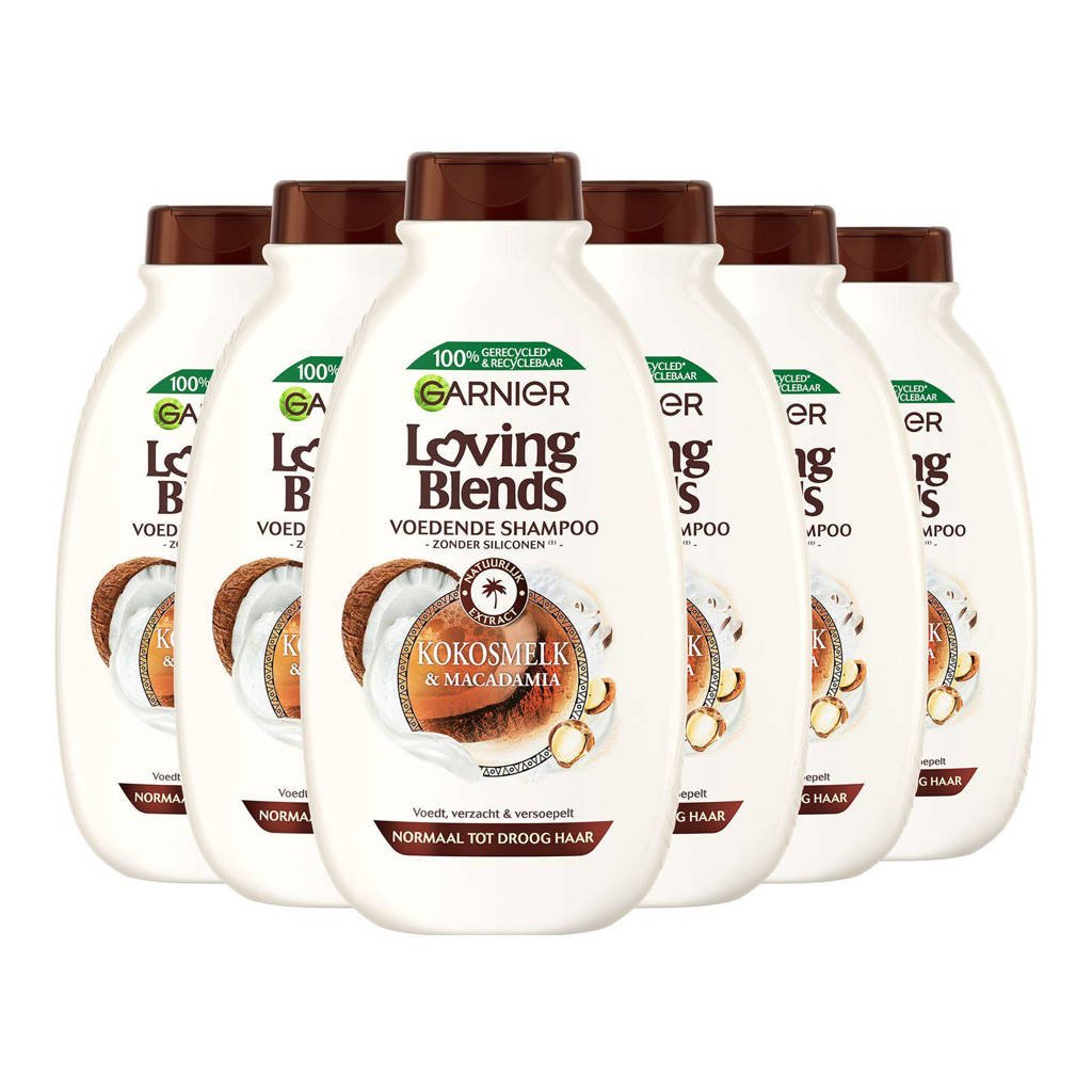 Garnier Loving Blends Kokosmelk en Macadamia shampoo - 6 x 300 ml - voordeelverpakking