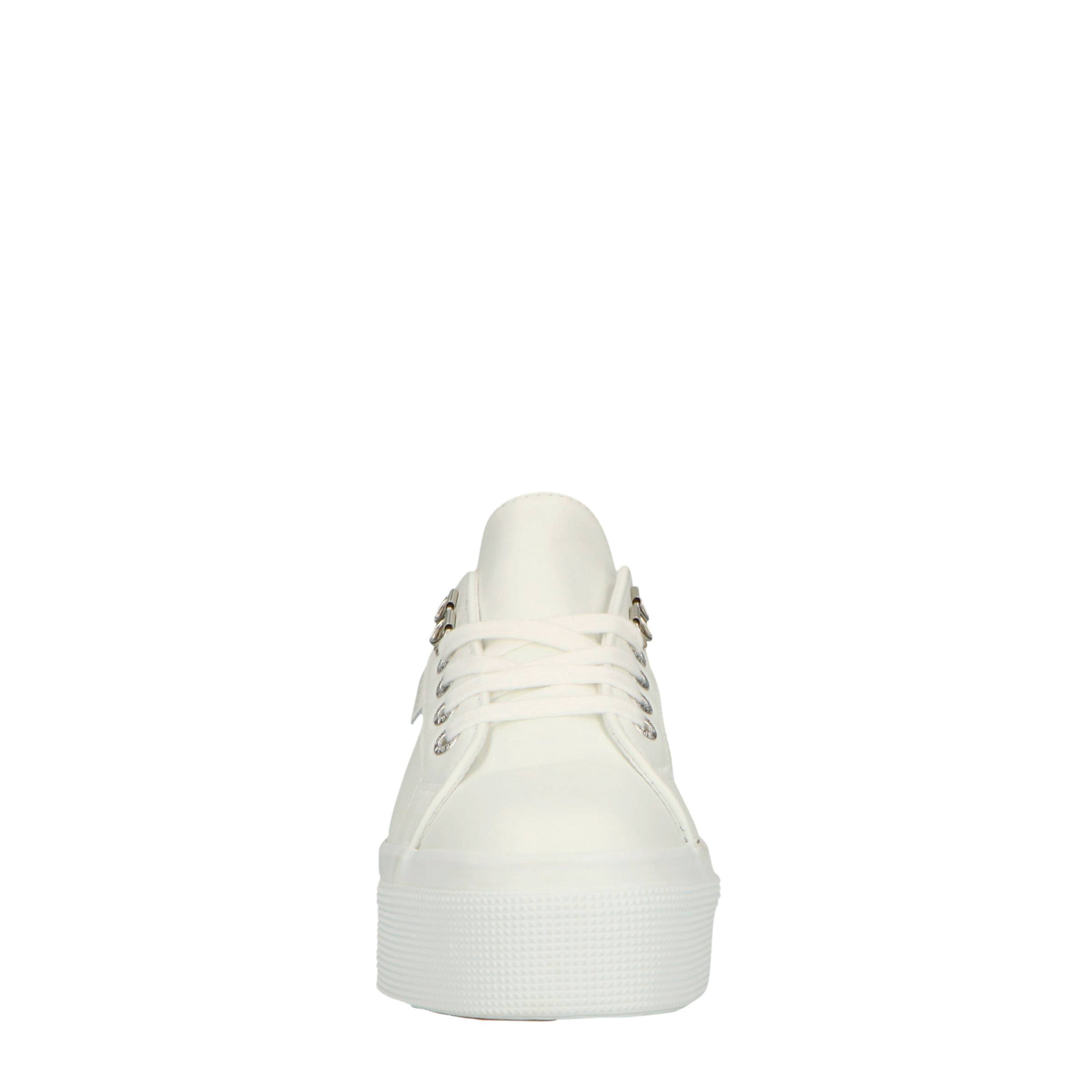 NA-KD x Superga leren platform sneakers wit/rood | wehkamp