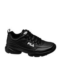 Zwarte dames Fila sneakers van imitatieleer met chunky hak, veters en logo