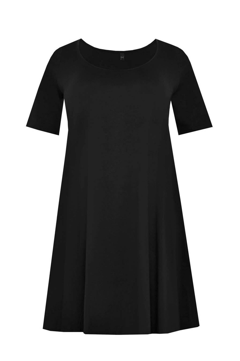 Yoek A-lijn jurk COTTON zwart