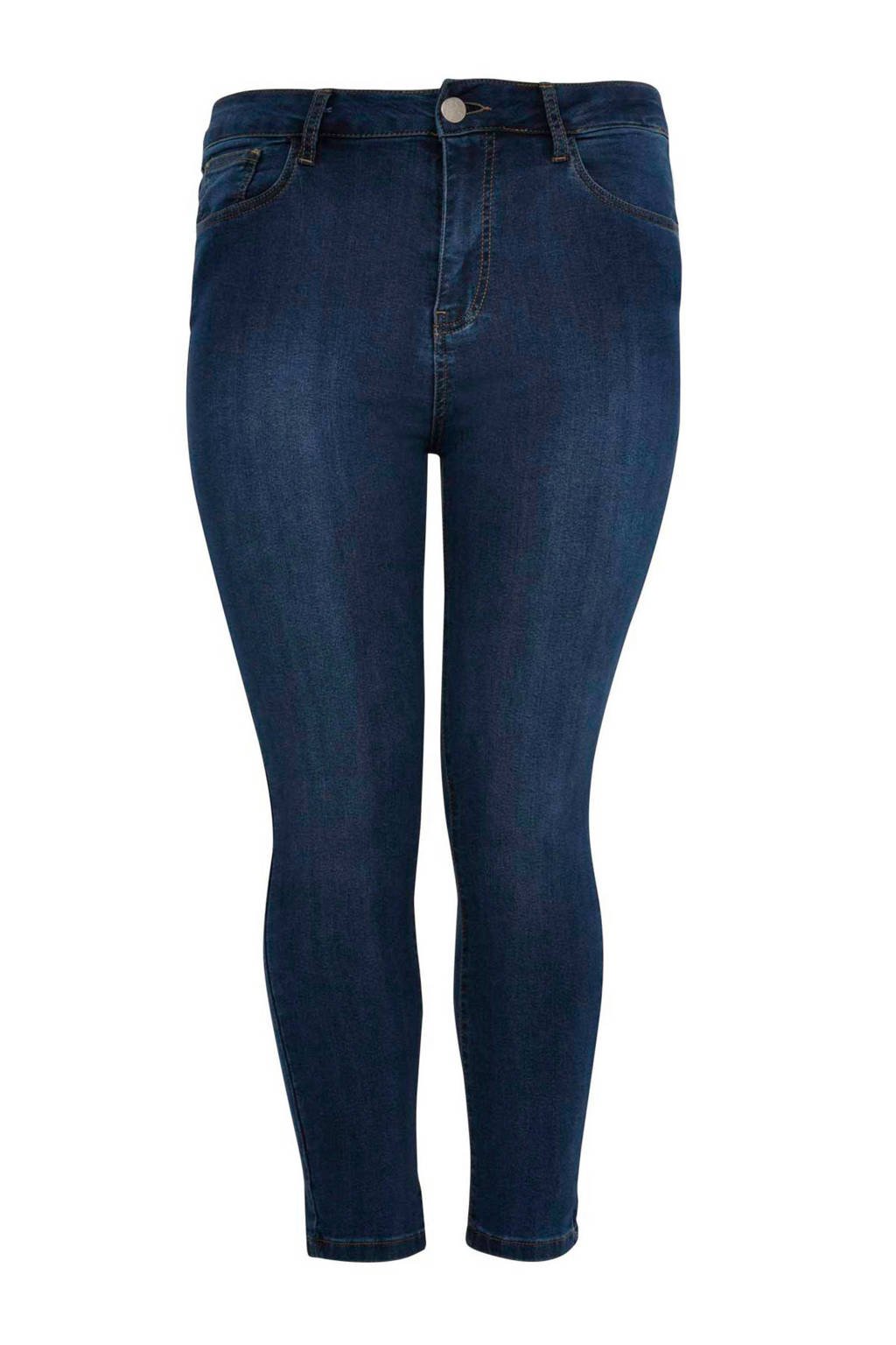 Yoek cropped skinny jeans, Blauw