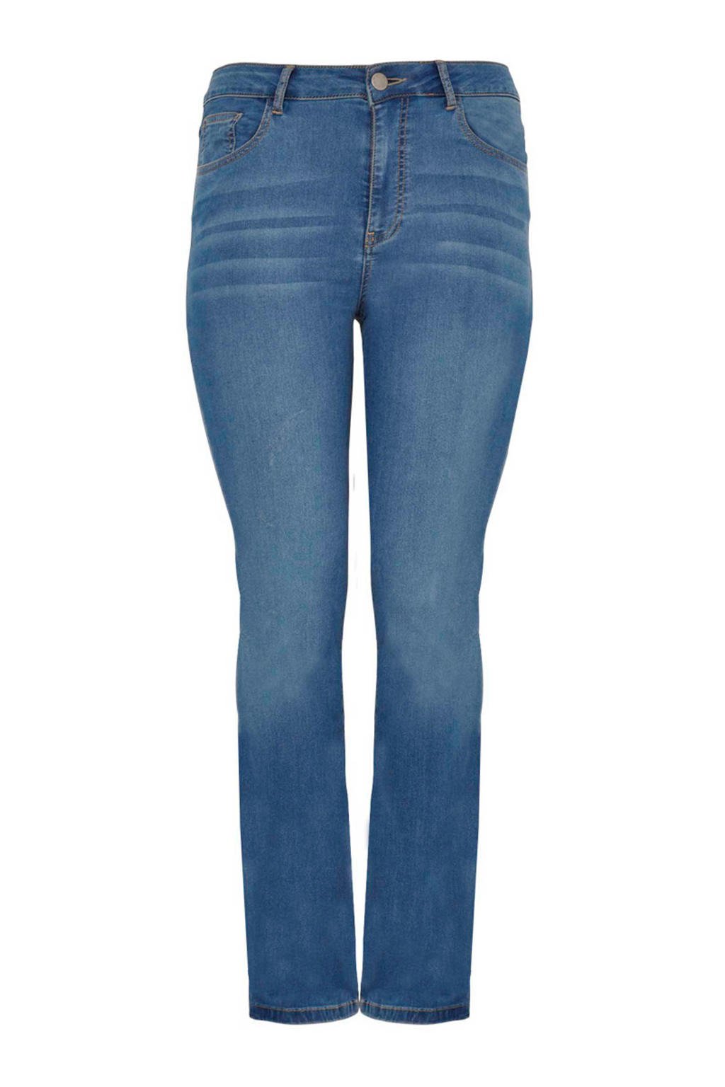 Yoek high waist straight fit jeans lichtblauw