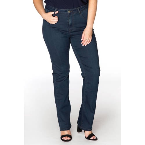 YOEK high waist straight leg jeans dark denim afbeelding