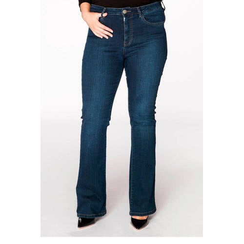 YOEK high waist flared jeans dark denim afbeelding