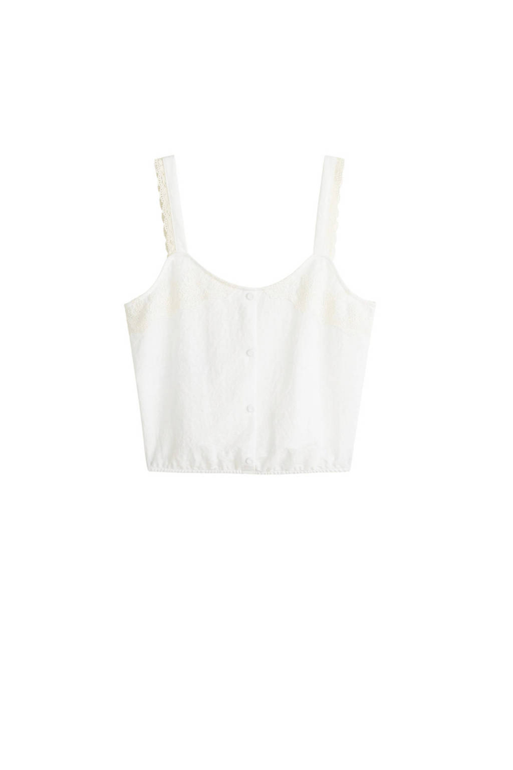 Mango crop top met borduursels gebroken wit, Gebroken wit