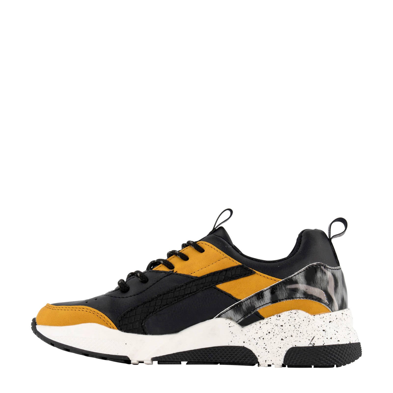 Graceland sneakers zwart/okergeel met panterprint | wehkamp