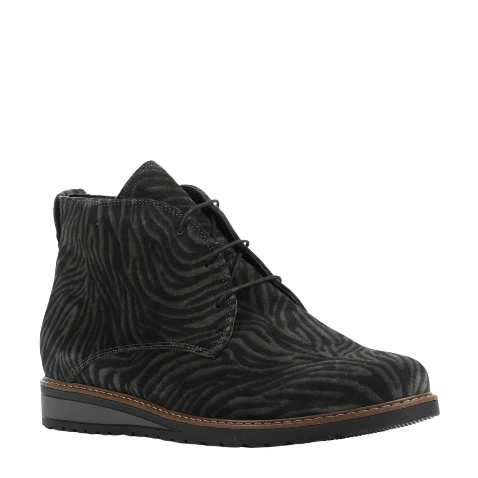 Waldlaufer comfort 379808 Zebra leren veterschoenen zwart Waldlaufer Dames Enkellaarsjes Zwart 379808 zebra | Van den