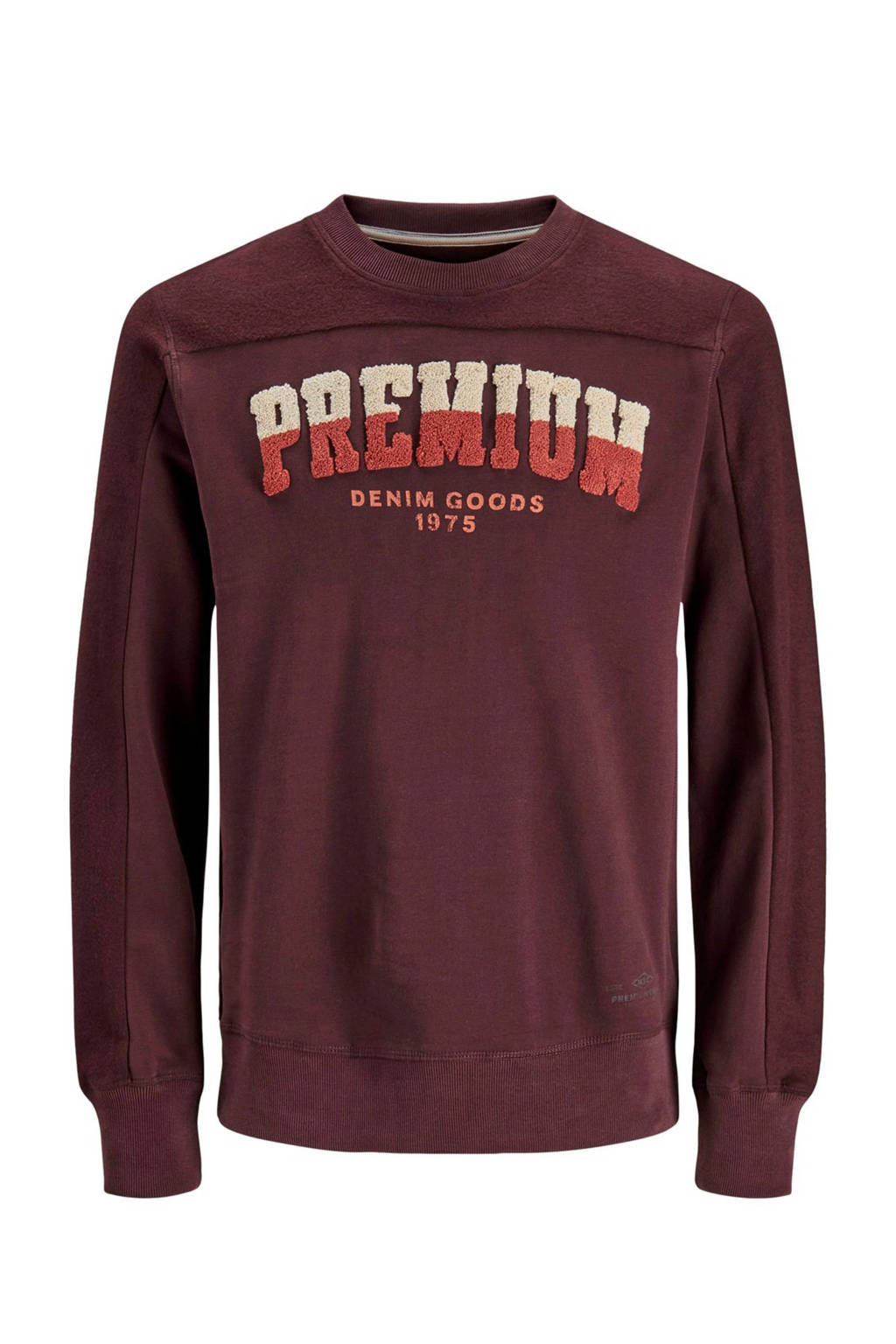 JACK & JONES PREMIUM sweater met tekst bruin, Bruin