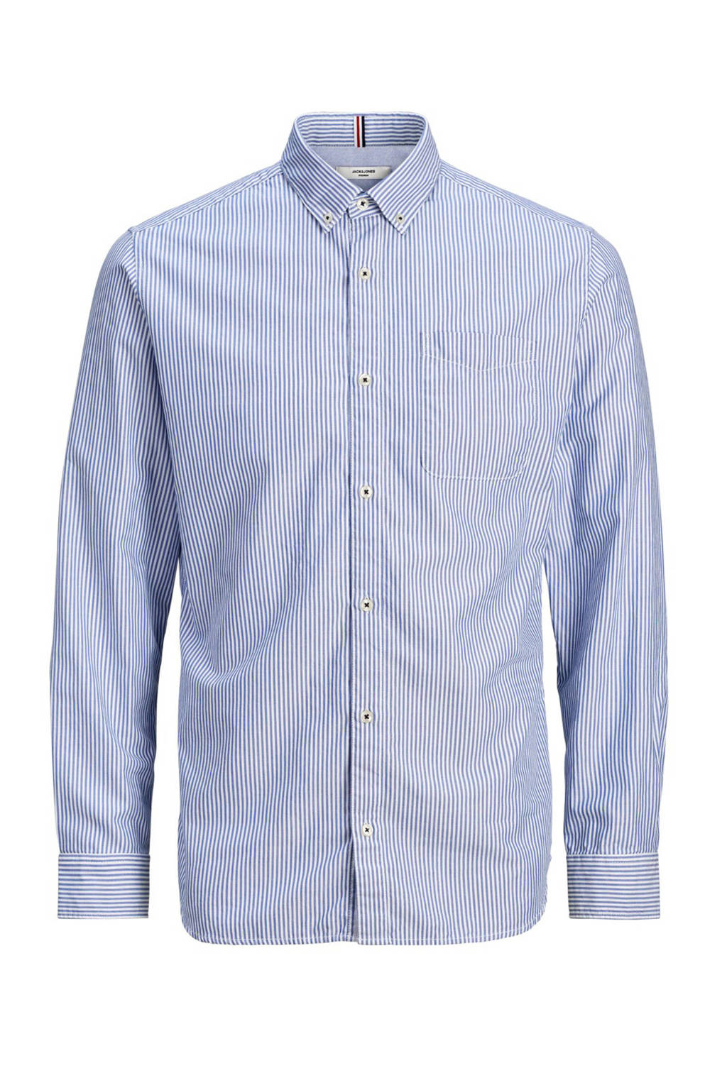 JACK & JONES PREMIUM gestreept slim fit overhemd blauw/wit, Blauw/wit