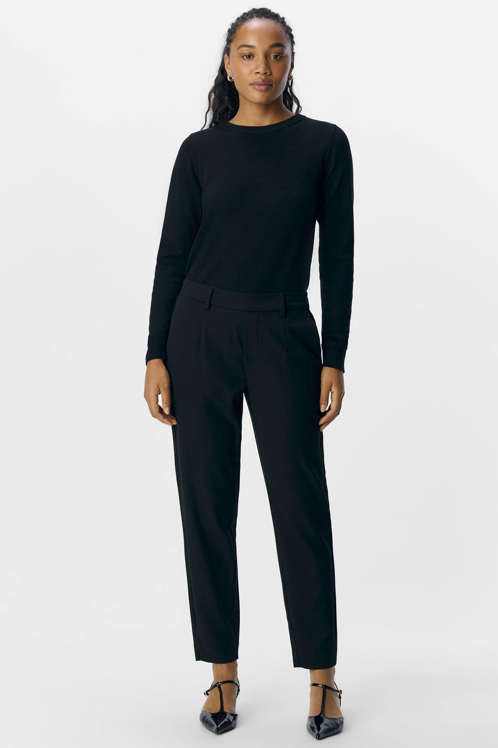 OBJECT slim fit pantalon OBJLISA zwart