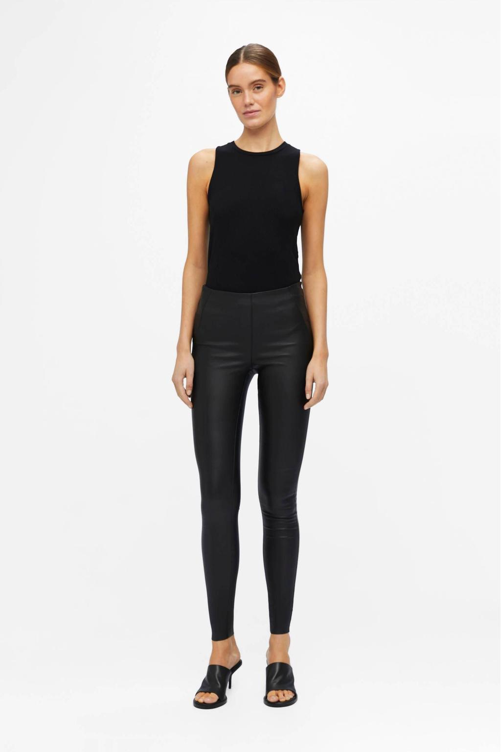 OBJECT coated skinny legging OBJBELLE zwart