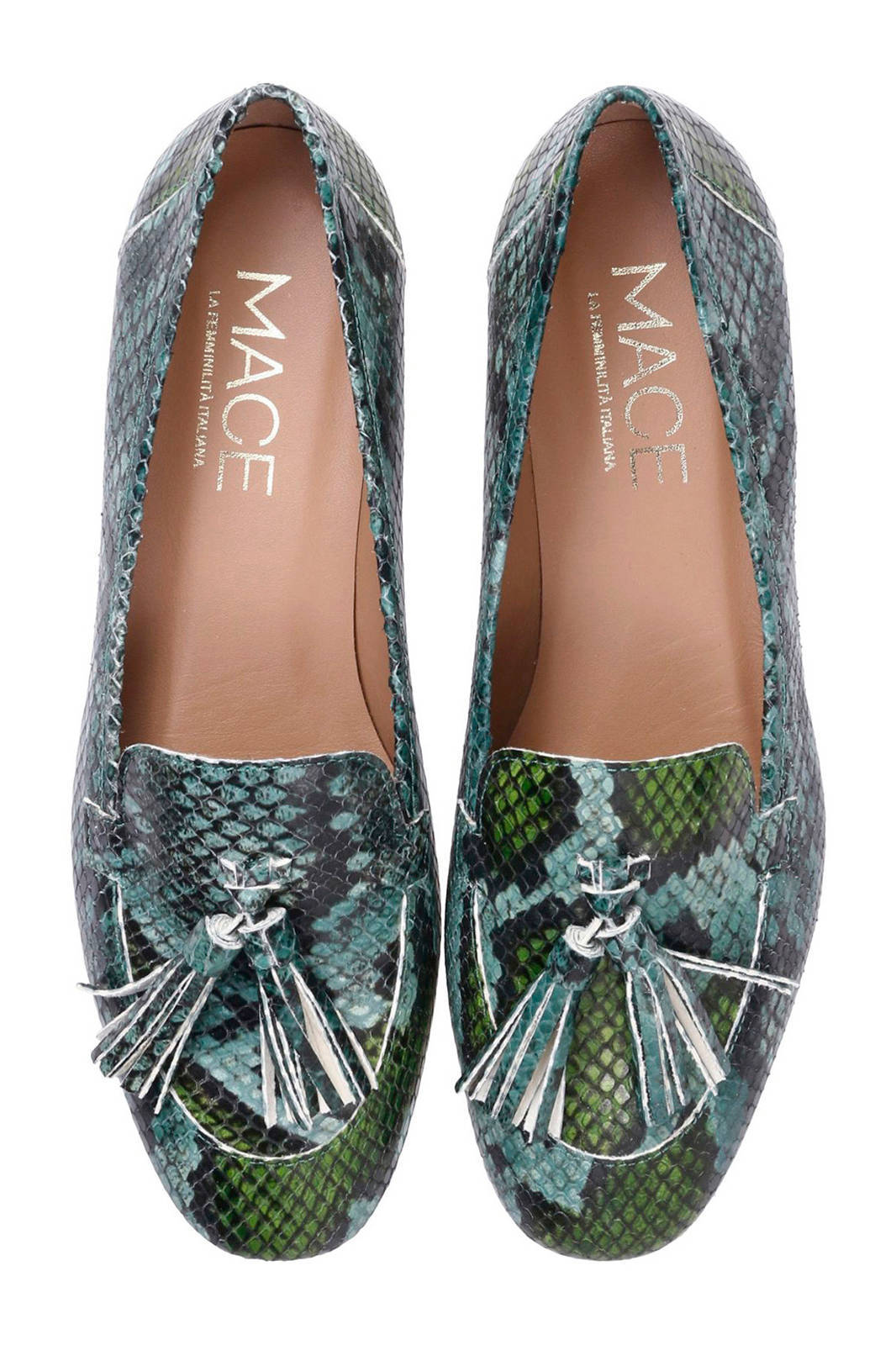 Mace 23800 leren loafers slangenprint groen | wehkamp