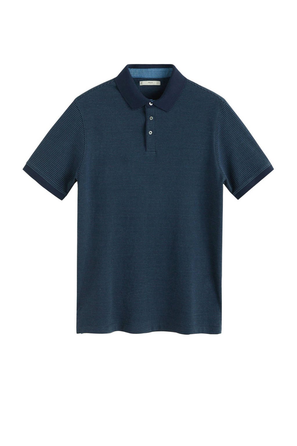 Mango Man gestreepte regular fit polo donkerblauw, Donkerblauw