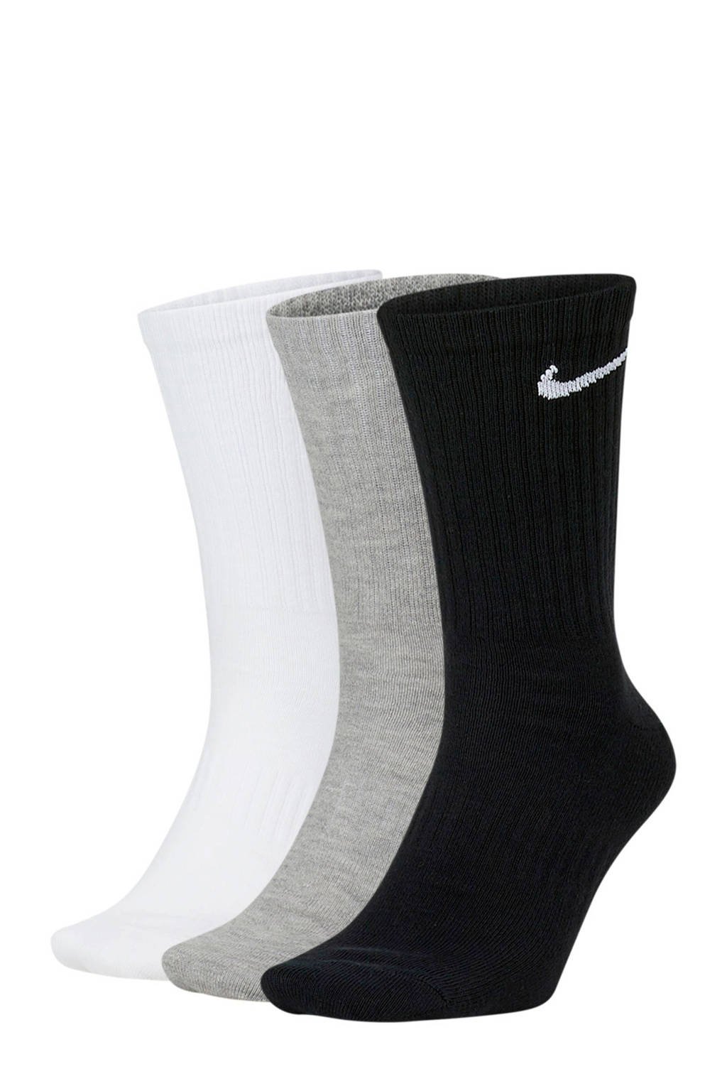 Nike   sportsokken - set van 3 zwart/grijs/wit, Zwart/grijs/wit