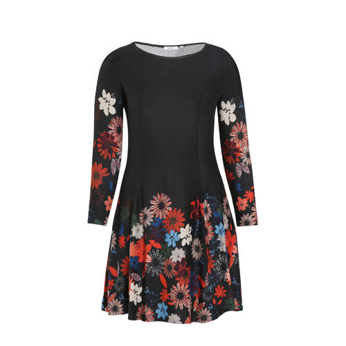 Paprika gebloemde jersey jurk zwart Paprika gebloemde jersey jurk zwart