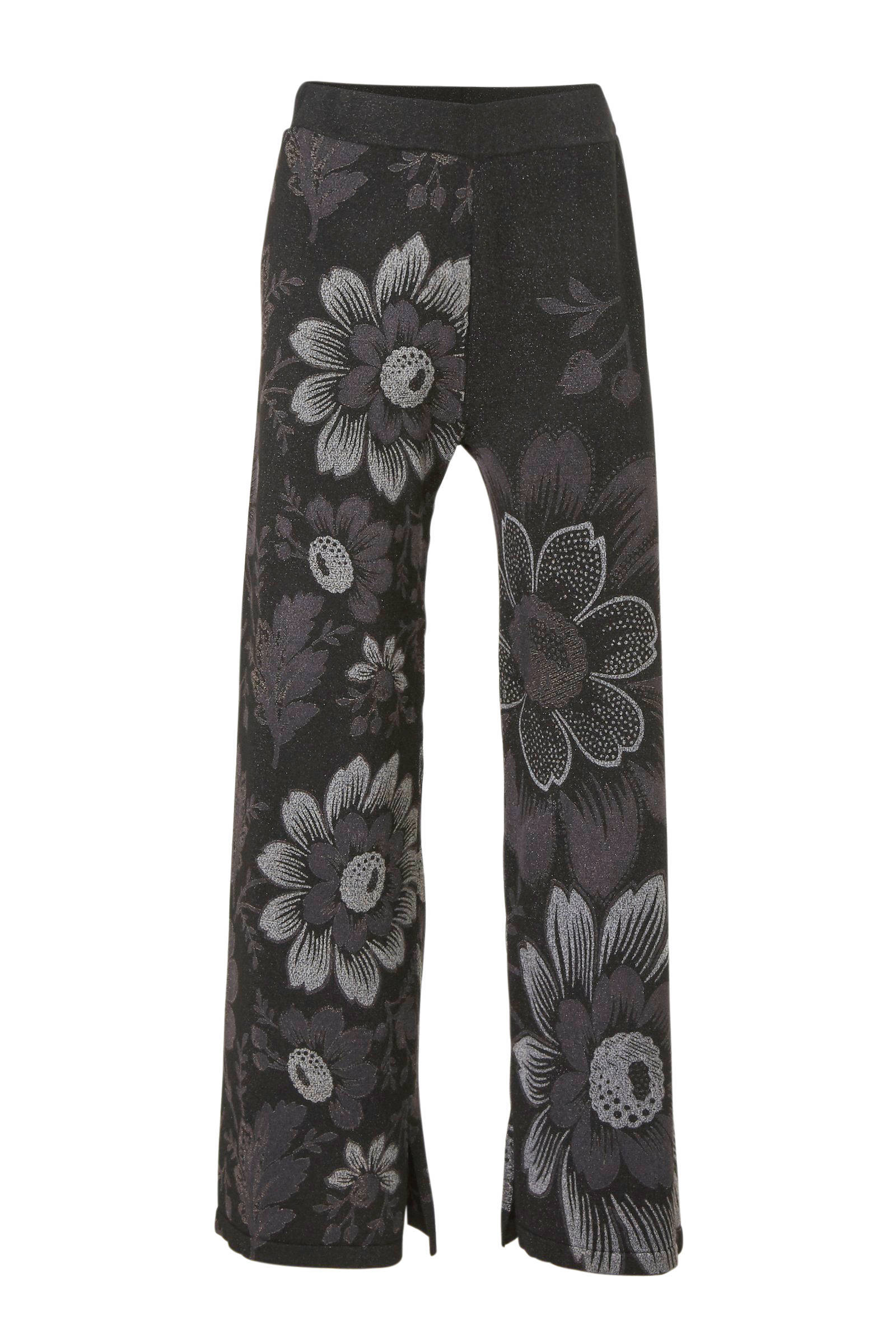 Desigual palazzo broek met all over print zwart/grijs/paars | wehkamp