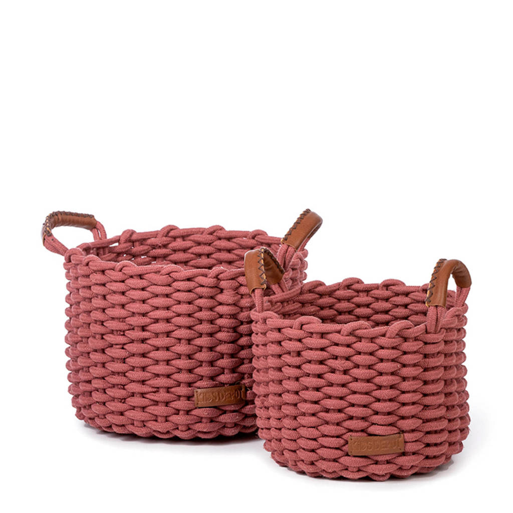 Kidsdepot Korbo mand (M) (set van 2), Koraalrood