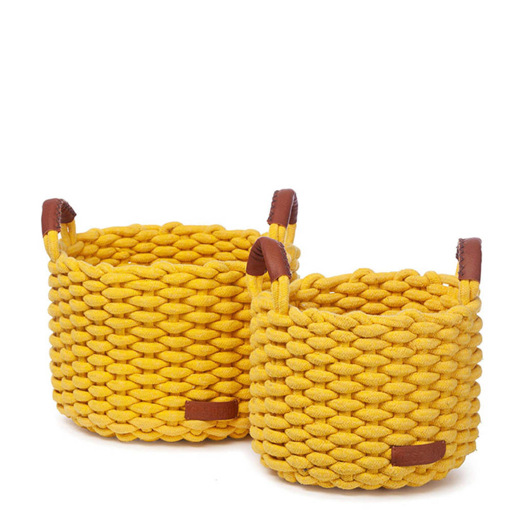 Kidsdepot Korbo mand (M) (set van 2), Geel