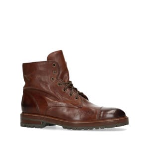 leren veterboots cognac