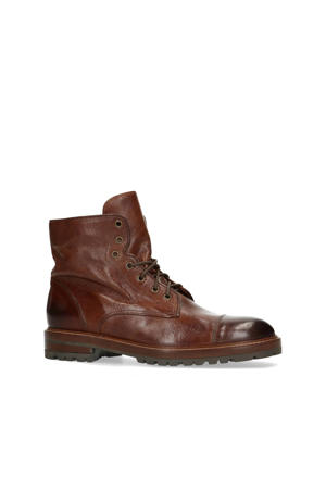 leren veterboots cognac