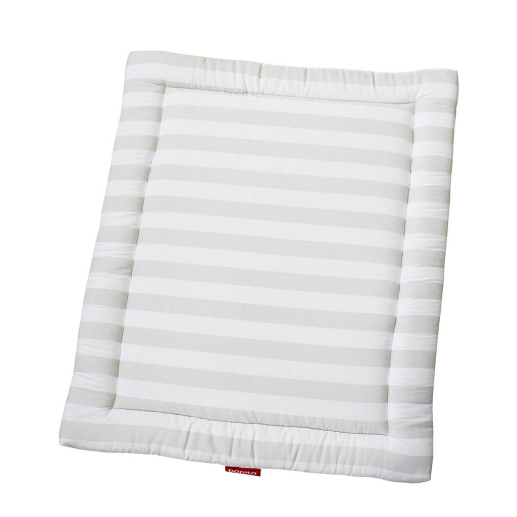 Bopita boxkleed streep lichtbeige/wit 95x75 cm, Lichtbeige/wit