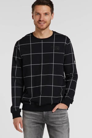 sweater met all over print zwart