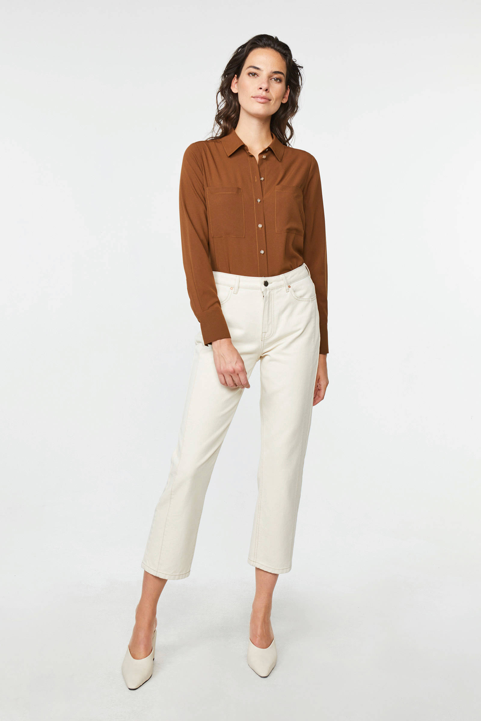 WE Fashion high waist straight fit jeans ecru | wehkamp