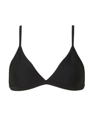 triangel bikinitop met ribstructuur zwart