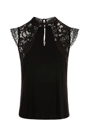 T-shirt met kant zwart
