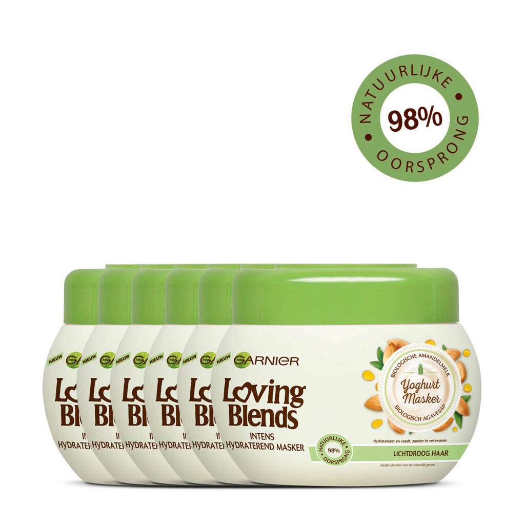 Garnier Loving Blends oedende Amandelmelk Yoghurt Masker - 6x 300 ml multiverpakking