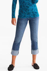 Stonewashed dames C&A The Denim cropped straight fit jeans met regular waist en rits- en knoopsluiting