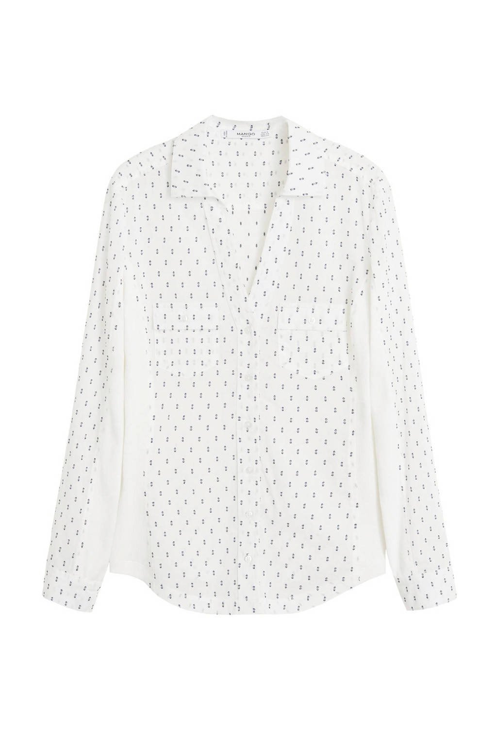 Mango blouse met all over print wit, Wit