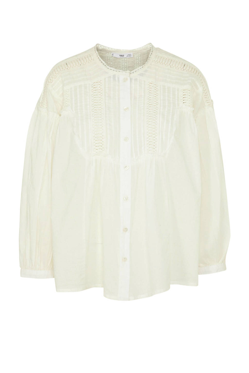 Mango top met borduursels gebroken wit, Gebroken wit