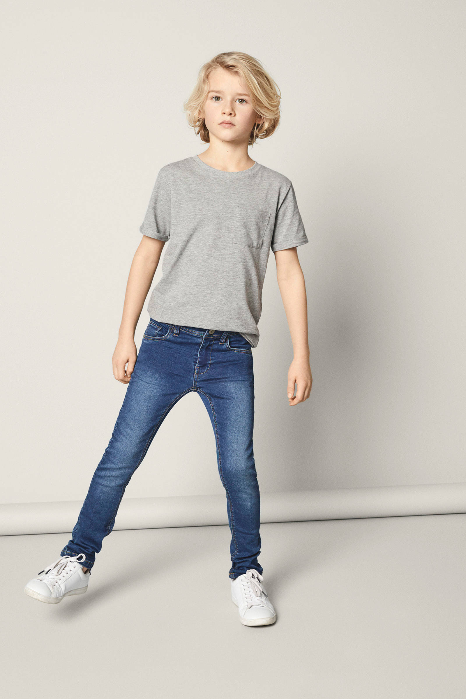 NAME IT KIDS slim fit jeans NKMTHEO dark blue denim | wehkamp