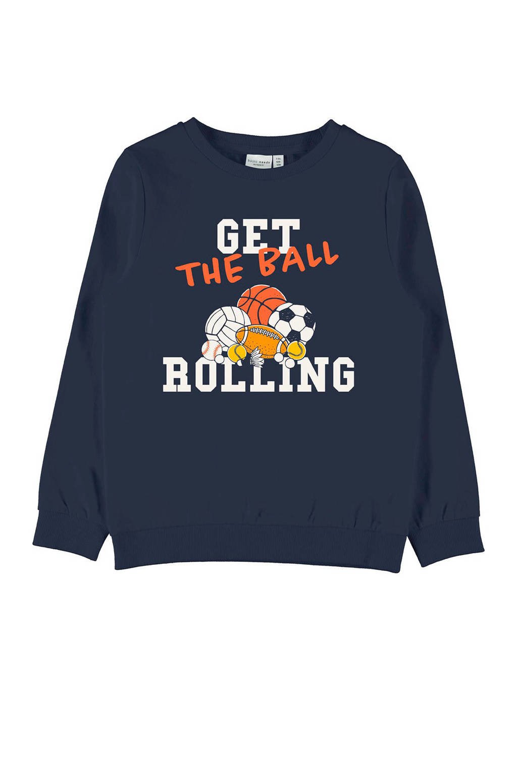 NAME IT MINI sweater met printopdruk donkerblauw/wit/rood, Donkerblauw/wit/rood