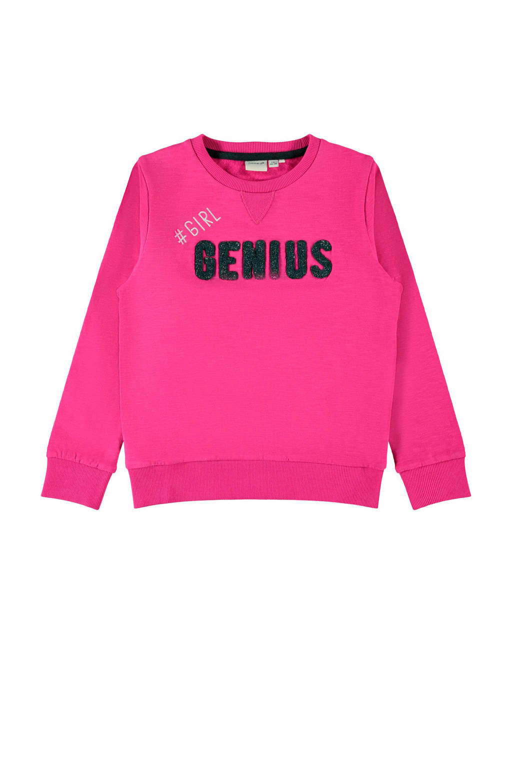NAME IT KIDS sweater Nielsine met borduursels fuchsia, Fuchsia