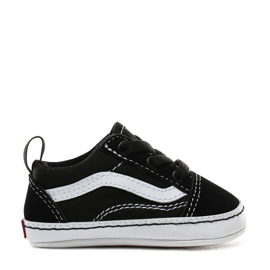 Zwart en lichtgrijze jongens en meisjes Vans Old Skool Crib kids sneakers van leer met veters