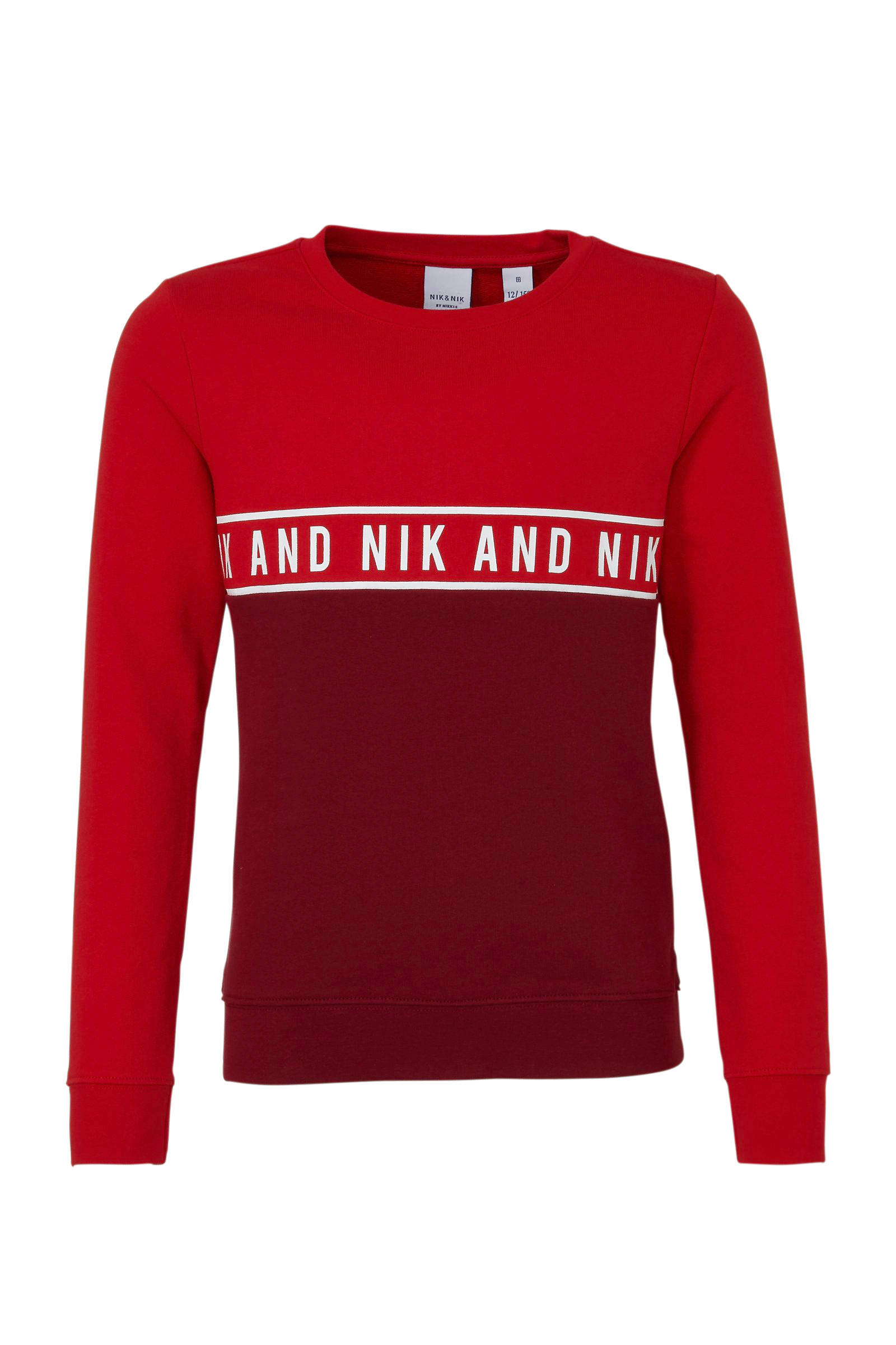 NIK&NIK sweater met logo rooddonkerrood | wehkamp NIK&NIK Sweater rood |