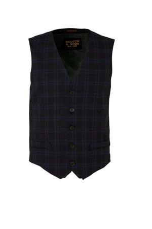 geruit gilet marine