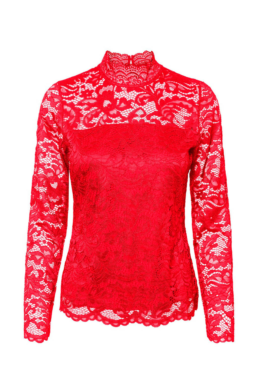 VERO MODA semi-transparante kanten top rood, Rood