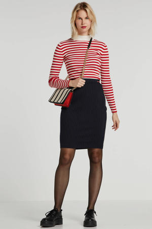 kokerrok met contrastbies donkerblauw