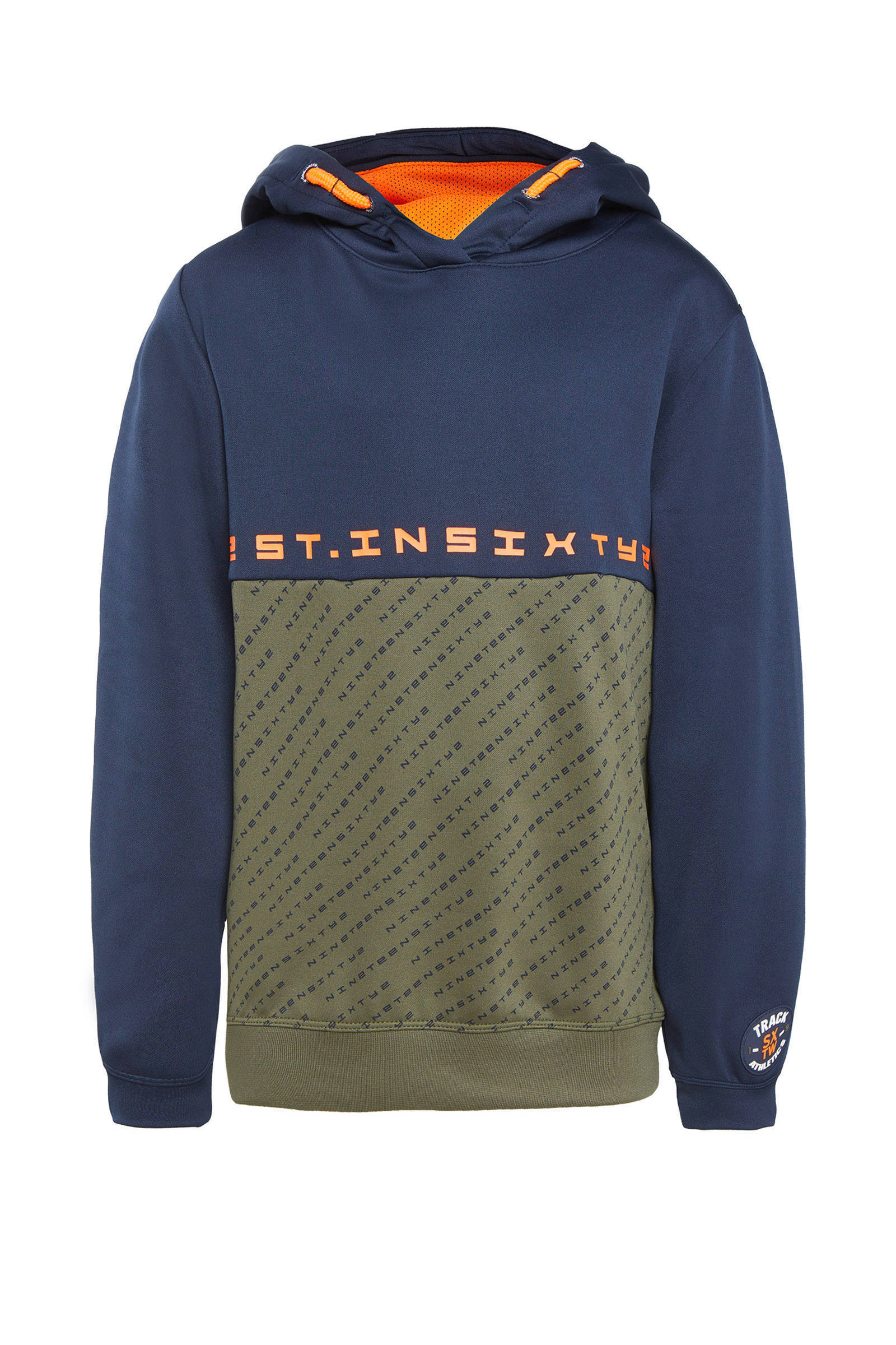 WE Fashion hoodie met tekst donkerblauwarmy groenoranje HEREN ARMY HOODED SWEATER | 83286711 WE Fashion