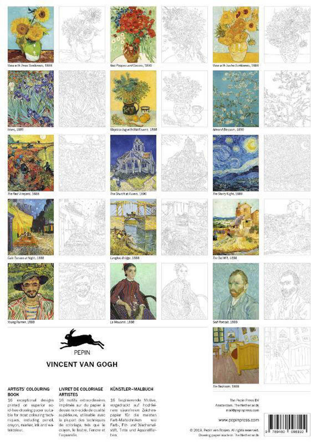 Pepin van Roojen Artists' colouring book Van Gogh wehkamp