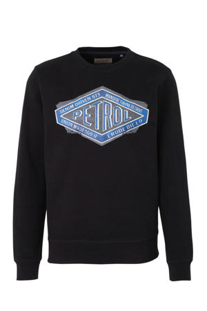 sweater met printopdruk zwart/blauw/grijs