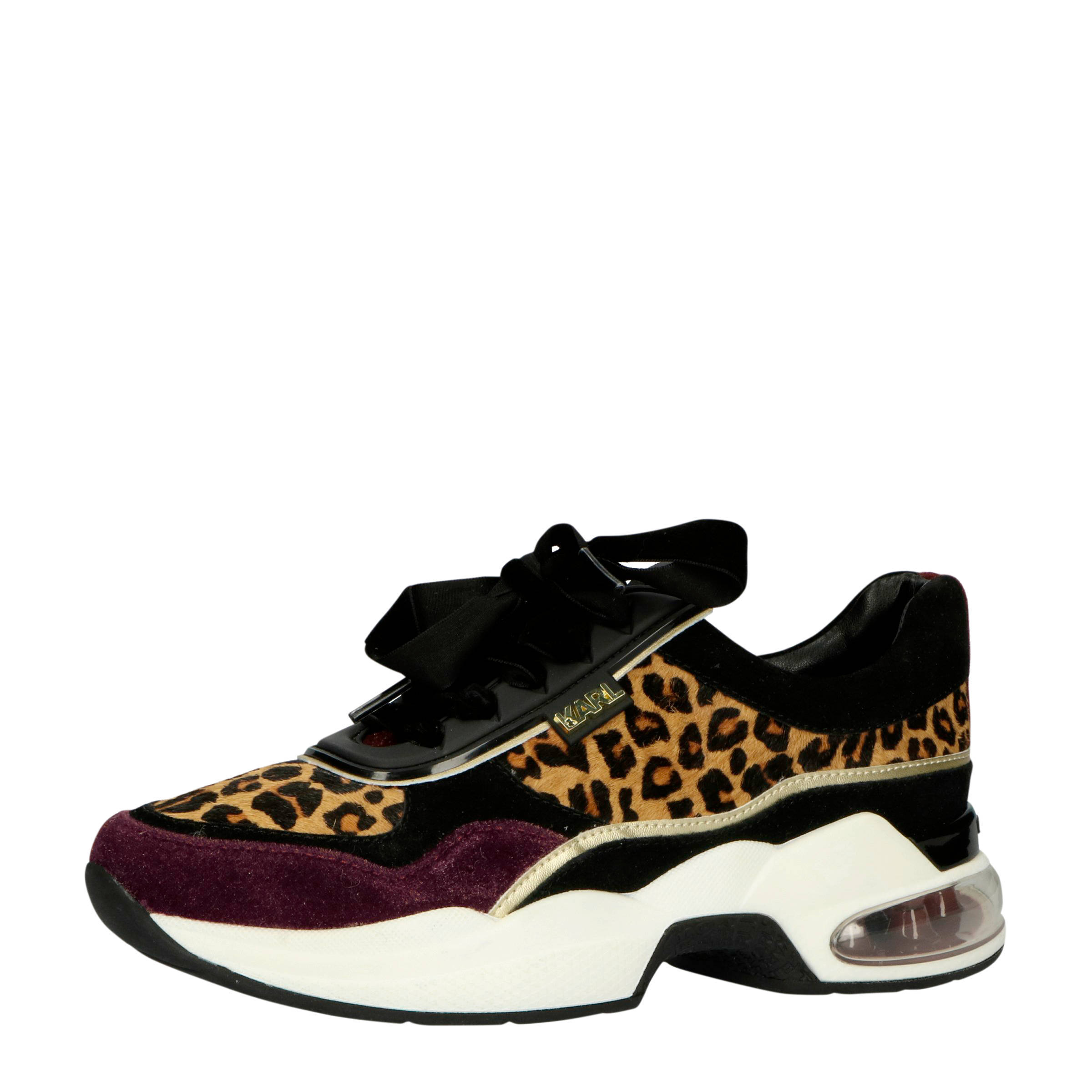 Karl Lagerfeld Ventura Low platform sneakers met panterprint | wehkamp
