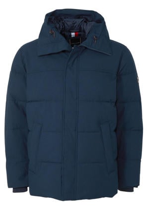 +size winterjas donkerblauw